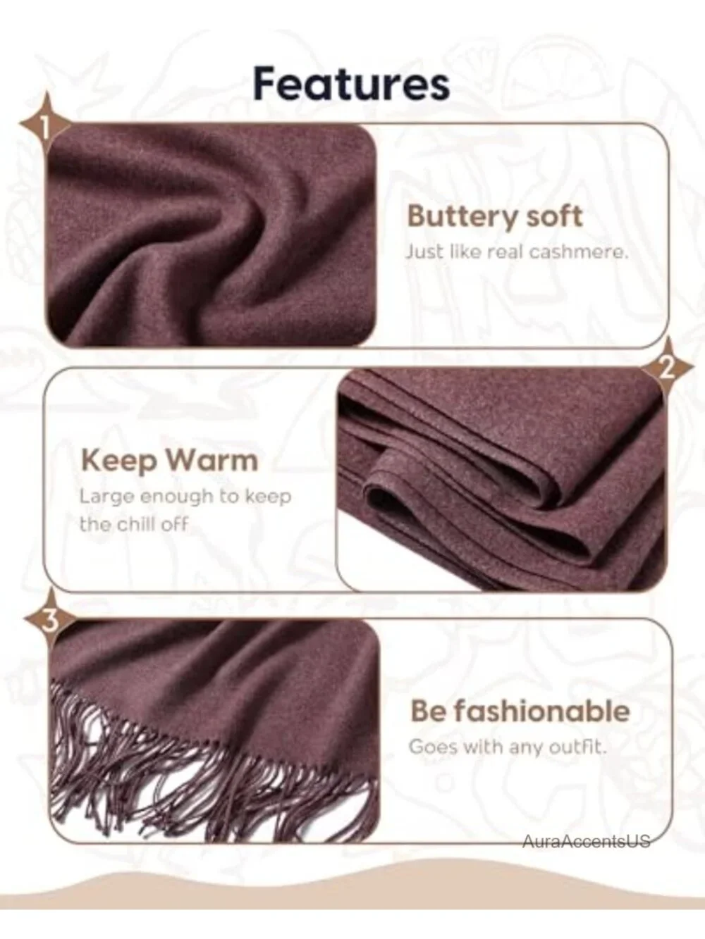 Cashmere Feel Scarf Shawl Wrap Winter Wedding Pashmina